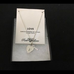 Park Lane Love heart and key necklace. Silver